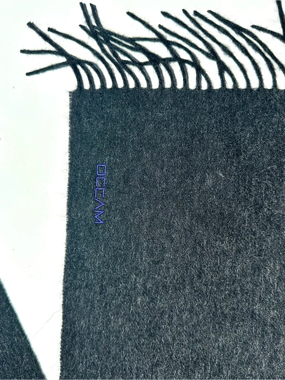 100% Cashmere Black Classic Men's Fringed Scarf, 64”x12”